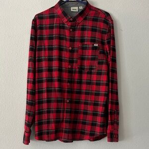 Vans Men's Casual Red and Black Checkered Shirt